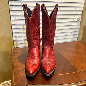 Code West Womens Red Leather Cowboy Boots Size 6 1/2 Western Rodeo Festival